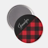 Moderne rode Buffalo Plaid geruite patroonnaam Magneet (Voorkant / Achterkant)