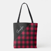 Moderne rode Buffalo ruitpatroon Tote Bag (Achterkant)