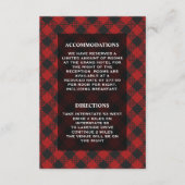 Moderne rode buffel geruite bruiloft details informatiekaartje (Voorkant)