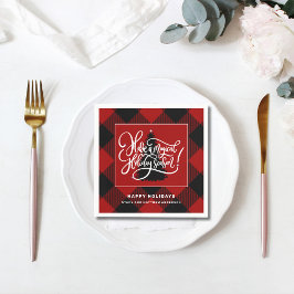 Moderne rode buffel geruite kerstpapier servet