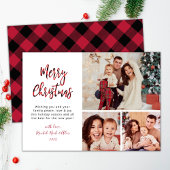 Moderne Rode Buffel Plaid 3 Multi Foto Kerstmis Feestdagenkaart