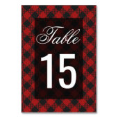 Moderne Rode Buffel Plaid Bruiloft Kaart (Achterkant)