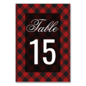 Moderne Rode Buffel Plaid Bruiloft Kaart (Voorkant)