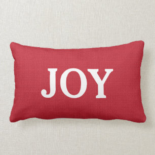 Moderne rode burlap op maat JOY script vakantie Kussen