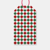 Moderne rode cheques vrolijke kerst cadeaulabel (Achterkant)