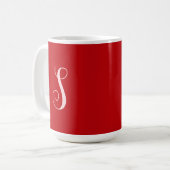 Moderne Rode Chic en Stijlvolle Aangepaste Monogra Koffiemok (Voorkant links)