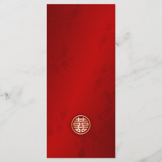 Moderne rode Chinese bruiloft Menu (Achterkant)