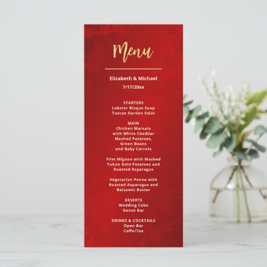 Moderne rode Chinese bruiloft Menu (Staand voorkant)