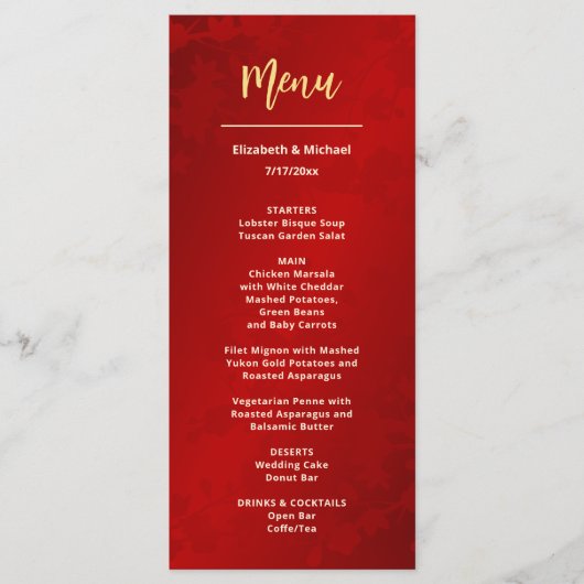 Moderne rode Chinese bruiloft Menu (Voorkant)