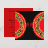 Moderne rode Chinese trouwuitnodiging geluk Kaart (Voorkant / Achterkant)