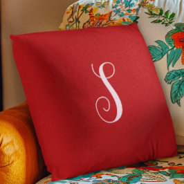 Moderne rode chique en stijlvolle aangepaste monog kussen
