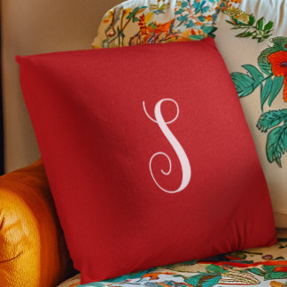 Moderne rode chique en stijlvolle aangepaste monog kussen
