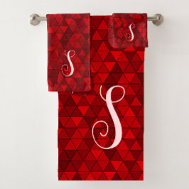Moderne rode chique geometrische aangepaste monogr bad handdoek