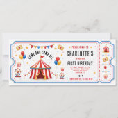 Moderne rode circus ticket 1e verjaardag | Alle ge Kaart (Voorkant)