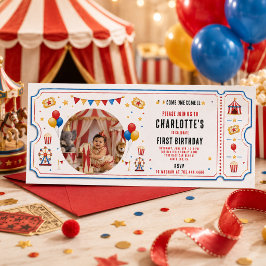 Moderne Rode Circus Ticket 1e Verjaardag | Alle Ge Kaart