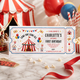 Moderne rode circus ticket 1e verjaardag | Alle ge Kaart