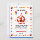 Moderne rode circus ticket 1e verjaardag | Elk ges Bedankkaart (Voorkant)