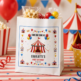 Moderne rode circus ticket 1e verjaardag | Elk ges Bedankzakje