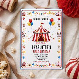 Moderne Rode Circus Ticket 1e Verjaardag | Elk Ges Kaart