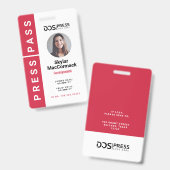 Moderne rode cirkel foto perspas & logo in het vet badge (Voor- en achterkant)