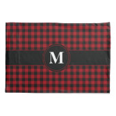 Moderne Rode Controles Monogram Kussensloop (Achterkant)