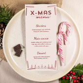 Moderne rode crèmekleurige kerstmenu kaart