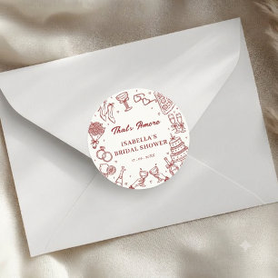 Moderne Rode 'Dat is Liefde' Italiaanse Bruidsuitn Ronde Sticker
