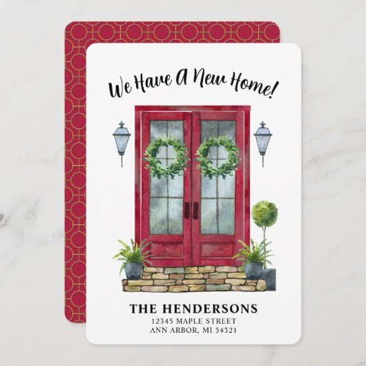 Moderne rode deur - Nieuwe startaankondiging Kaart (Voorkant / Achterkant)