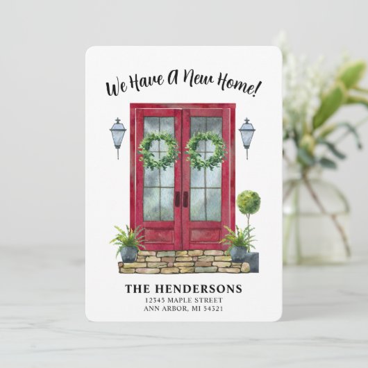 Moderne rode deur - Nieuwe startaankondiging Kaart (Staand voorkant)