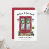 Moderne rode deur - Nieuwe startaankondiging Kaart (Voorkant / Achterkant in situ)