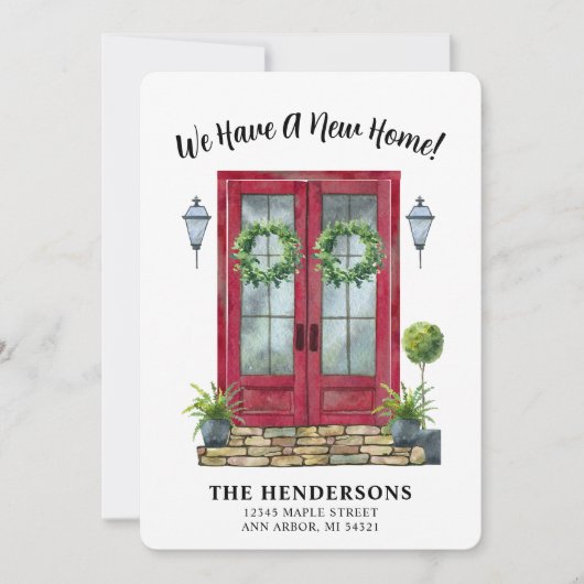 Moderne rode deur - Nieuwe startaankondiging Kaart (Voorkant)