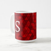 Moderne rode driehoeken Geometrisch eigen monogram Koffiemok (Voorkant links)
