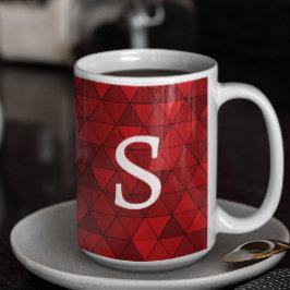 Moderne rode driehoeken Geometrisch eigen monogram Koffiemok
