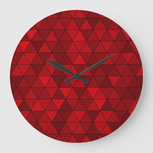 Moderne rode driehoeken geometrisch stijlvol grote klok (Voorkant)