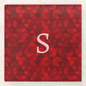 Moderne Rode Driehoeken Geometrische Custom Monogr Glazen Onderzetter (Voorkant)