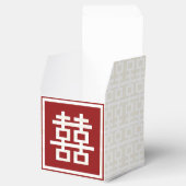 Moderne Rode Dubbel Geluk Chineese Trouwfoto Bedankdoosjes (Geopend)