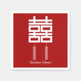 Moderne Rode Dubbel Geluk Trouwservetten Servet