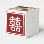 Moderne Rode Dubbele Geluk Chinees Huwelijksfoto Bedankdoosjes (Voorkant Zijde)