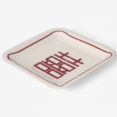 Moderne Rode Dubbele Geluk Chinese Bruiloft Papieren Bordje (Gebogen)