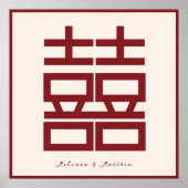 Moderne Rode Dubbele Geluk Chinese Bruiloft Poster (Voorkant)