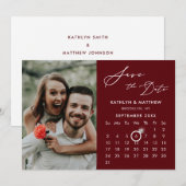 Moderne rode elegante script aangepaste agenda fot save the date (Voorkant / Achterkant)