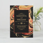 Moderne rode en beige abstract. Weddensuitnodiging Kaart (Staand voorkant)