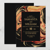 Moderne rode en beige abstract. Weddensuitnodiging Kaart (Voorkant / Achterkant)