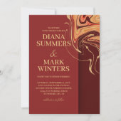 Moderne rode en beige abstract. Weddensuitnodiging Kaart (Voorkant)