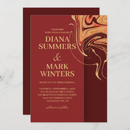 Moderne rode en beige abstract. Weddensuitnodiging Kaart