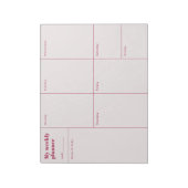 Moderne rode en beige minimalistische weekplanner notitieblok (Linkerzijde)