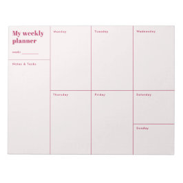 Moderne rode en beige minimalistische weekplanner notitieblok