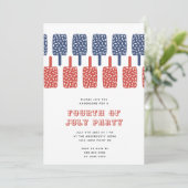 Moderne rode en blauwe ijslolly's 4 juli feest kaart (Staand voorkant)