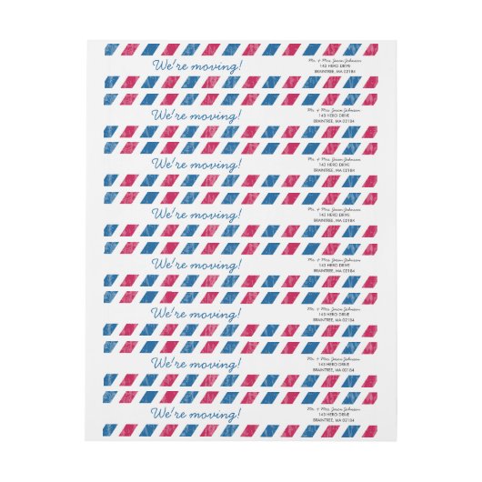 Moderne rode en blauwe luchtpost retour adreswrap (Vel)