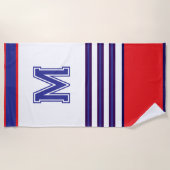 moderne rode en blauwe monogram badhanddoek (Voorkant)